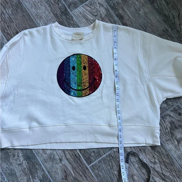 Judith March Rainbow Smiley Oversized Half Length Sweatshirt, Women’s L - Picture 7 of 8